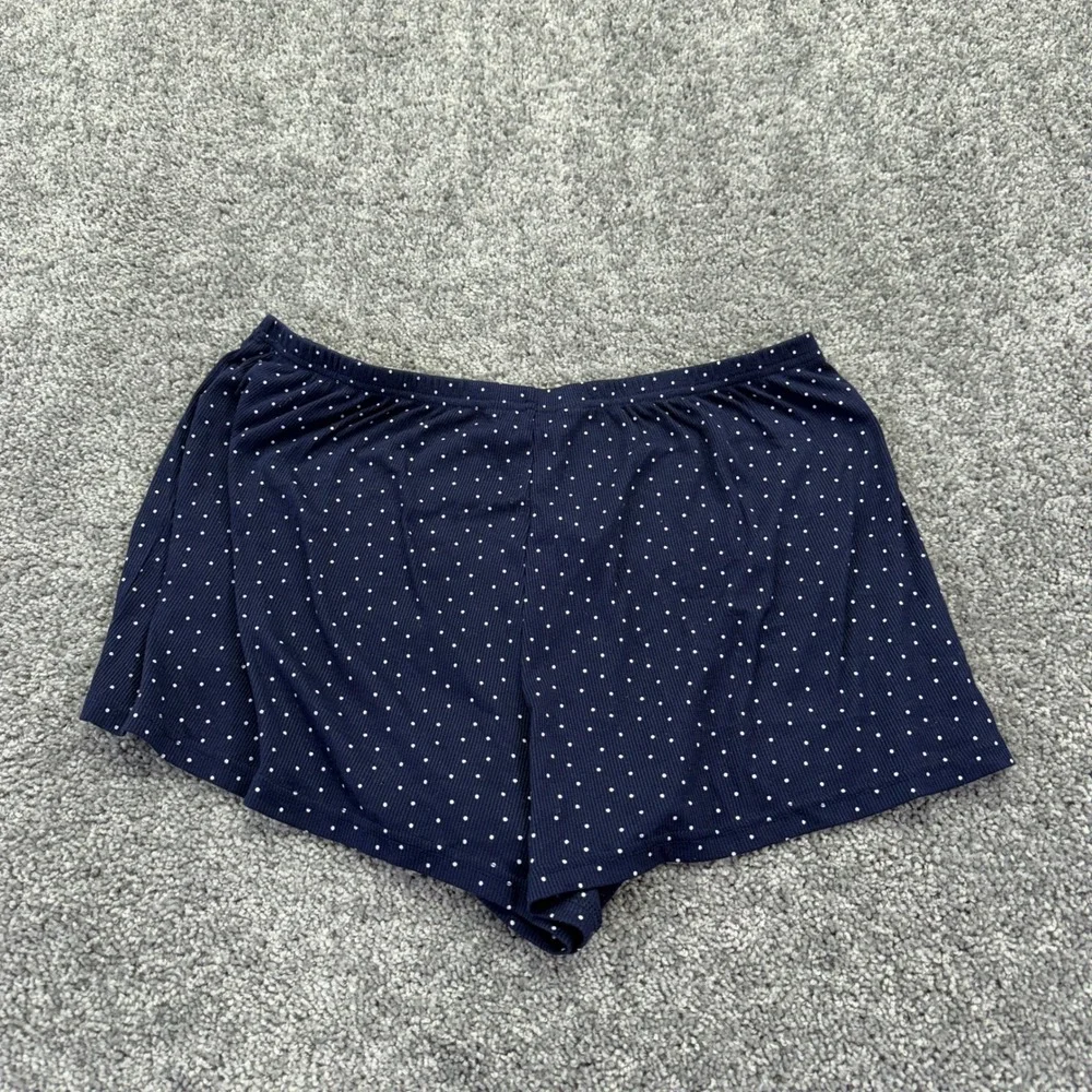 Primark Pajama Shorts Womens L Navy Polka Dot Ribbed